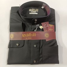 Al-Raqi Men  s Arabian Thobe Black Saudi Dishdasha Jubba Islamic Robe 58XL 