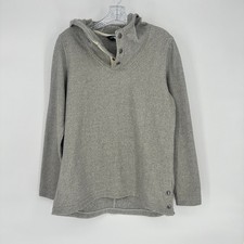 The North Face Gray Hooded Pullover Button Neck Sweater Medium