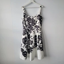 White House Black Market womens Satin Square Neck Fit-and-Flare Dress szie 10