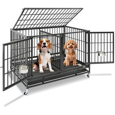 43 Inch Heavy Duty Stackable Dog Crate - Secure Indoor Kennel with Divider  ...