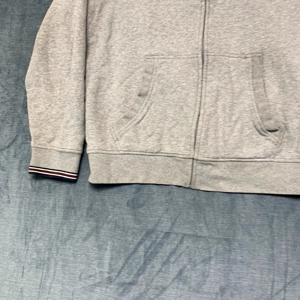 Sudadera con Capucha Fila Para Hombre Grande Gris Jaspeado Cremallera Completa Logo Algodón Dobladillo Acanalado Forrada de Vellón Foto 3 de 4