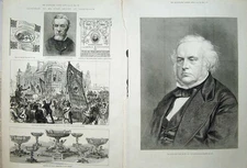 Antique Old Print 1883 Portrait John Bright Birmingham Alderman Mayor Man 19th