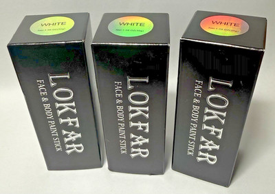 3 LOKFAR Face Body Paint Stick WHITE Brand New In Box Exp 7-29-27