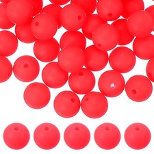 60 Pcs Silicone Beads, 9mm Bulk Beads for Keychain Making, Bright Pink