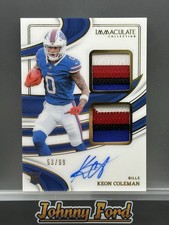 Keon Coleman 2024 Panini Immaculate Rookie Dual Patch Auto 53/99 #ISPR-KCN Bills