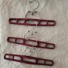 3 Vintage Retro Plastic Clamping Hangers 11" For Pants Skirts Slacks