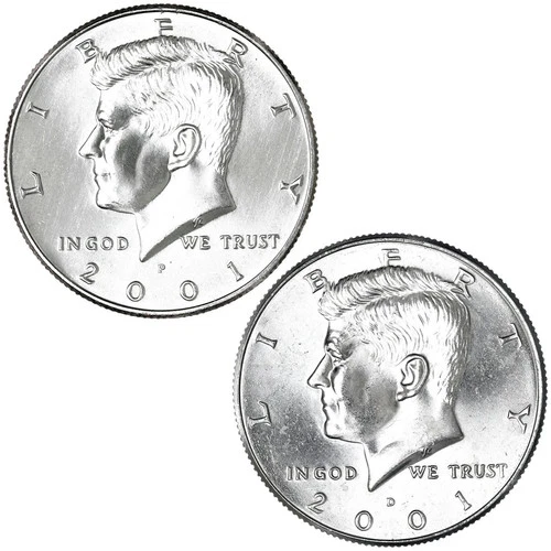 2001 P & D Kennedy Half Dollar BU 2 Coin Year Set