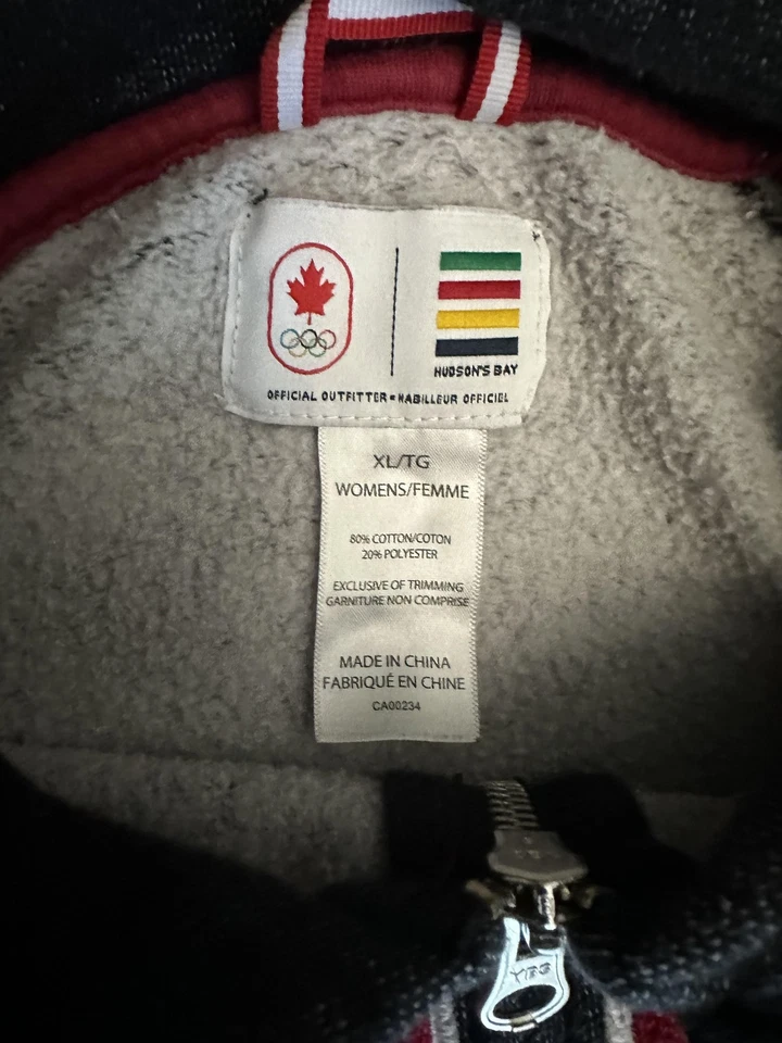 Sudadera con capucha Team Canada para mujer 2XL cremallera completa gris sudadera olímpica Hudson's Bay Foto 3 de 4