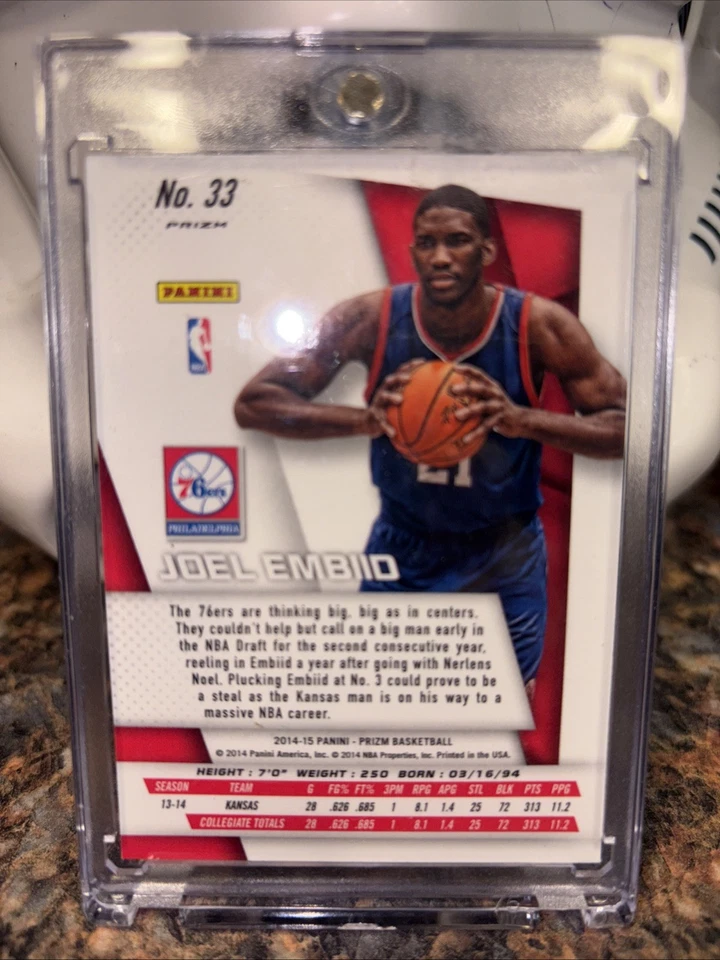 2014-15 Panini Prizm impresiones cortas plata Prizm Joel Embiid #33 novato radiocontrol Foto 2 de 2