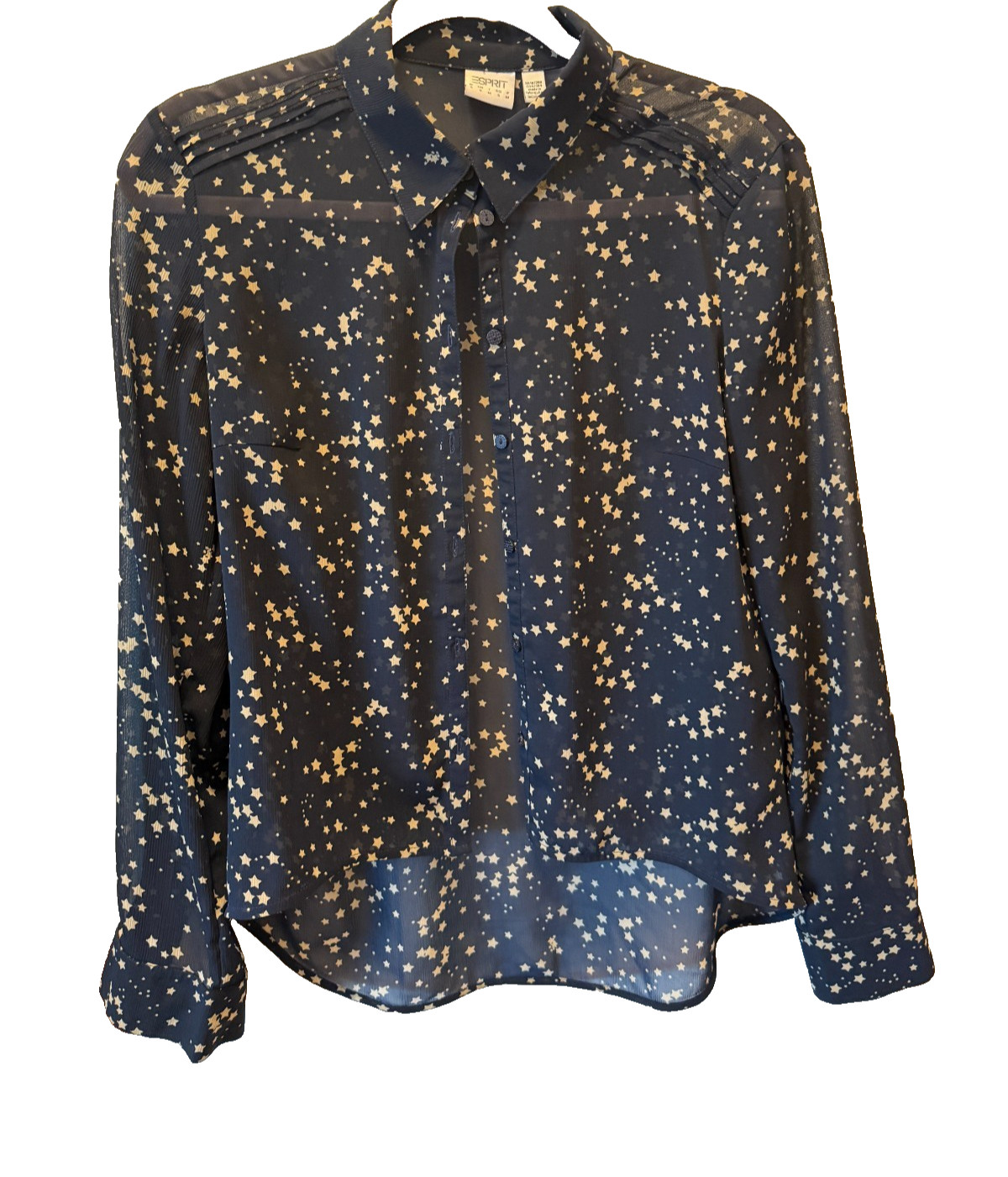 Esprit Sheer Celestial Star Print Button Down  La… - image 1