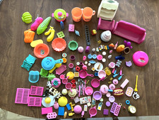 Vintage, Lot of 152 Barbie Doll Kitchen Accessories, Food, Plates, Pans, etc.