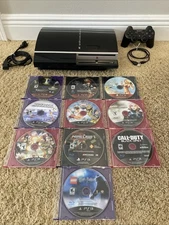 Sony PlayStation 3 PS3 CECHH01 40gb Fat Console System Bundle Lot 10 Games
