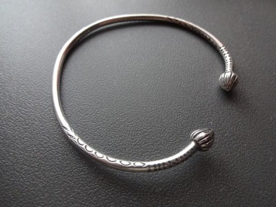 Vtg Trinidad 2 Headed Sterling Silver Bangle Cuff Bracelet Unisex 15.2gr