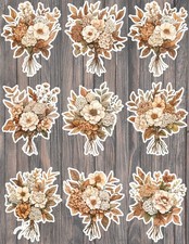 Beige Tone Flower Bouquet Vinyl Stickers Set Scrapbooking Laptop Waterbottle