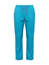 VB Womens Blue Scrub Pants Pink Drawstring Large Elastic Waist