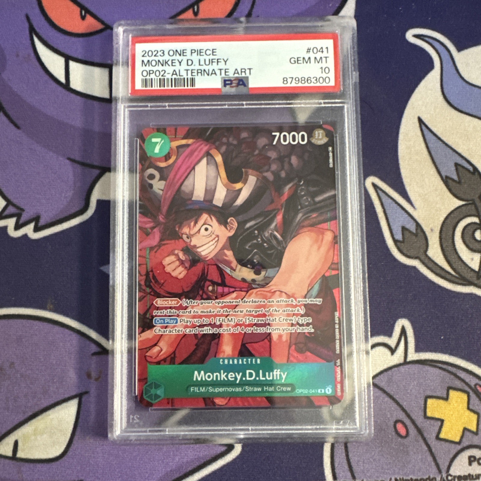 2023 ONE PIECE OP02-PARAMOUNT WAR ALTERNATE ART #041 MONKEY D. LUFFY PSA 10