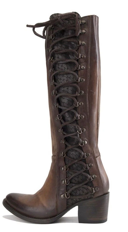 FREEBIRD by Steven Wyatt Cognac 棕色皮革系带骑行靴 6 码 — 第 2/4 张图片