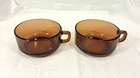 2 Anchor Hocking Amber 303 Oven Proof Handled Vintage Soup Chili Bowl 20 oz