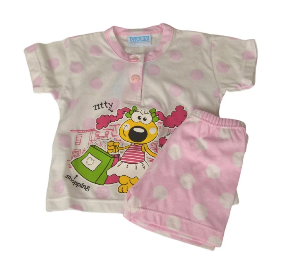 Pyjama bébé fille GARY, t-shirt à manches courtes avec col henley et short, arti - Photo 1/1