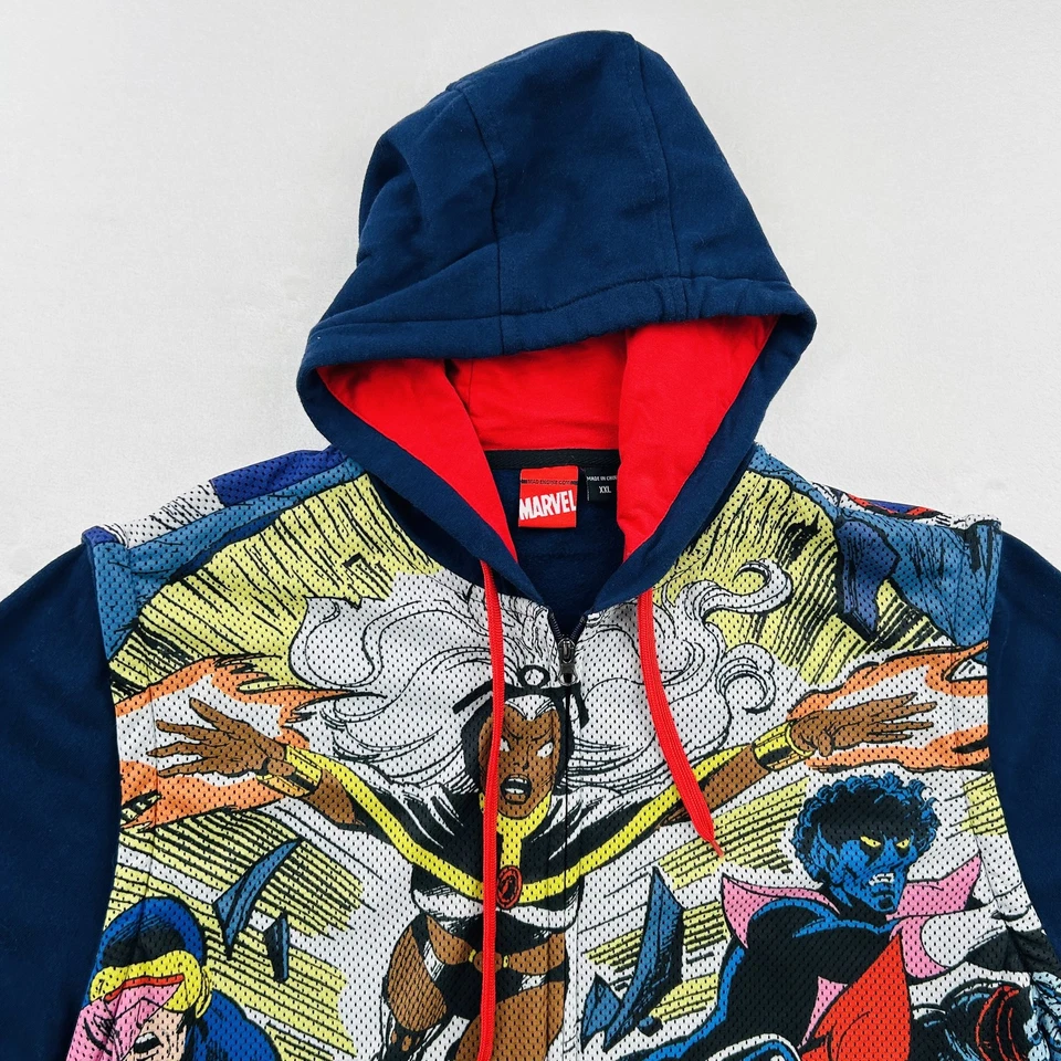Marvel X-Men Sudadera con Capucha Para Hombres 2XL Azul Cremallera Tormenta Wolverine Mad Engine Nightcrawler Foto 4 de 4