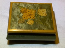 Vtg Sorrento Made In Italy Music Box Reuge Inlaid Green Plays Anniversary Song