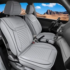 LINGVIDO Car Seat Covers, Breathable and Waterproof Faux Full set, Gray 