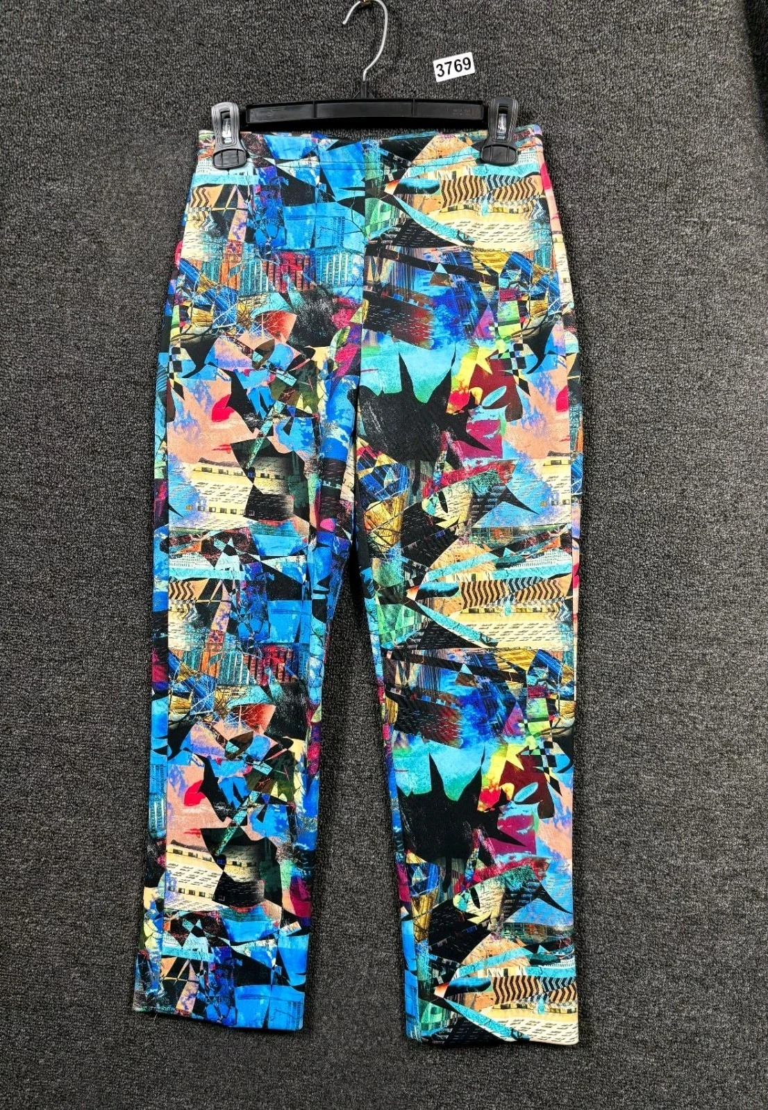 Joseph Ribkoff Pull-on Capri Pants Stretch Tight Abstract Size 4 Multicolor