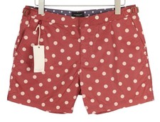 Scotch Soda Men's Swimwear W32 Dark Red Spotted Zipper Fly Logo