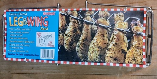 Chicken Leg & Wing Rack For Grill Smoker Oven Easy to Use 12 Slots Nickel Plated