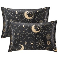 EXQ Home Satin Pillowcase for Hair and Skin - Standard 20"x26" , 01 Black Sun
