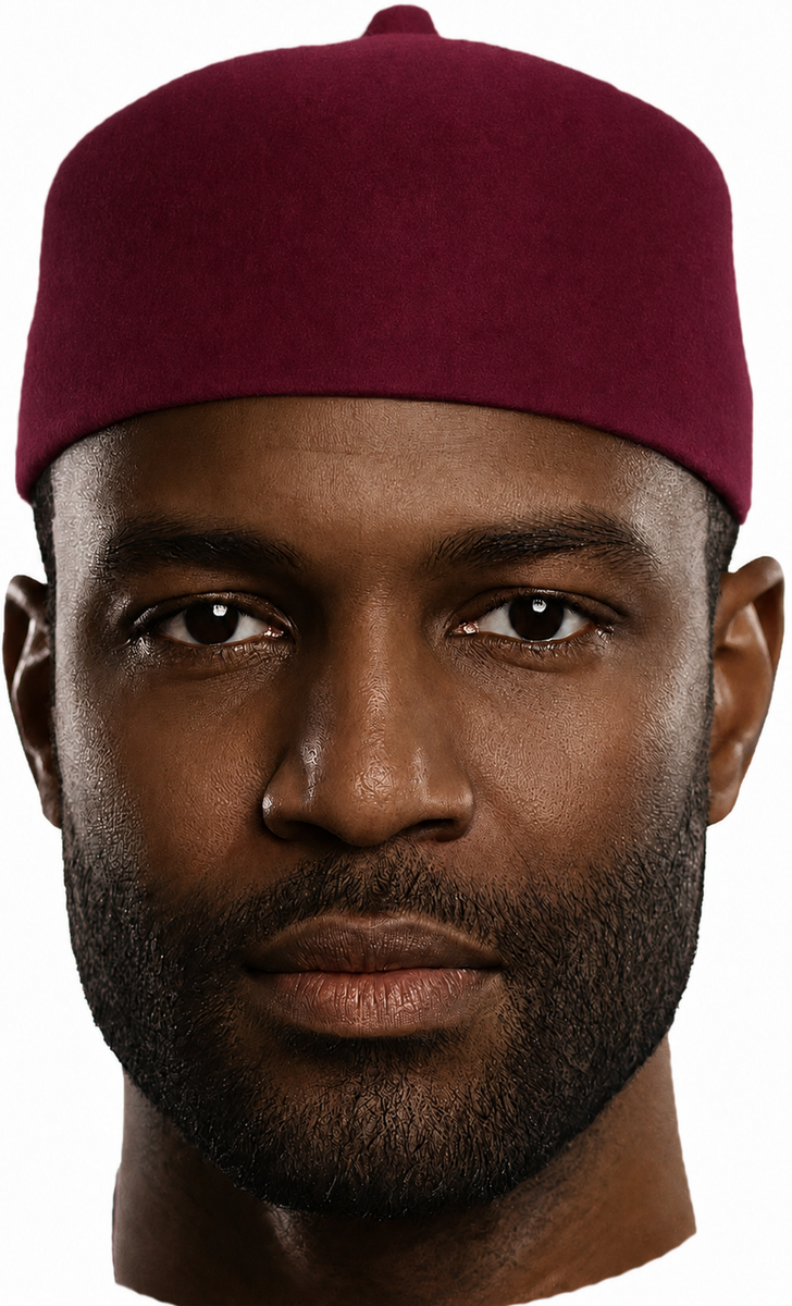 Maroon Wool Fez Hat for Men – Soft Felt Igbo Cap | Traditional