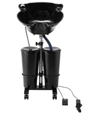 VEVOR Portable Shampoo Bowl w/Drain Hose 2 Buckets Adjustable Height Salon Sink