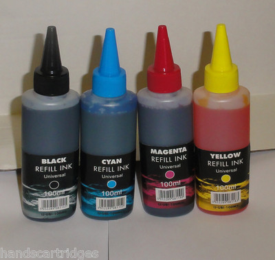 4 Non Oem IJ Brand Bottles Ink Fits MFC-490CW MFC-6490CW CISS / Refill Carts