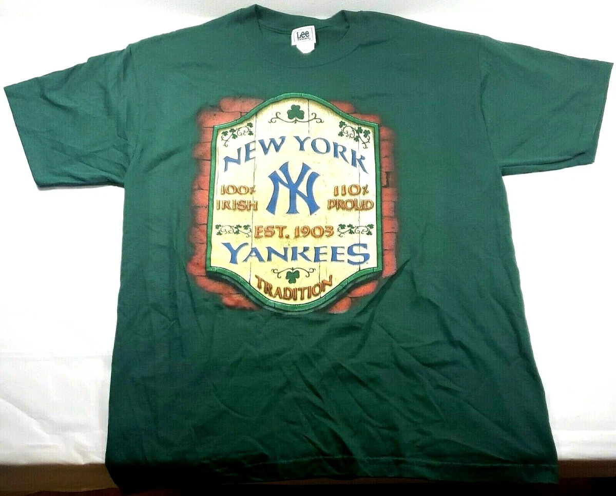 New York Yankees 100% Irish 110% Proud T Shirt Lee Sport Tag Sz. L