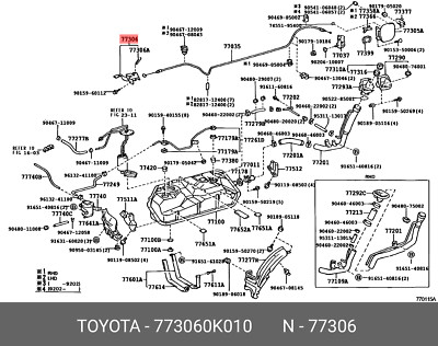 Original lever sub-assy, fuel lid lock open, 773060K010 for TOYOTA 77306-0K010