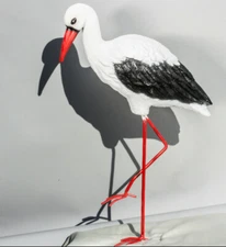 Garden Bird Statue Stork Sculpture Wild Animal Outdoor Lifelike Ornament Patio