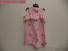 Ava Yella Girls Pink Striped Embrodired Flowers Dress, Size 5, 812341038860