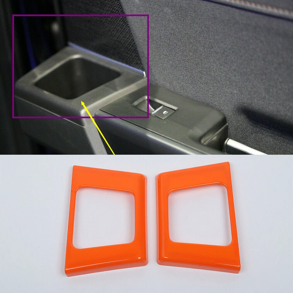 Manija de puerta trasera interior naranja portavasos panel moldura marco para Ford F150 2021+ Foto 4 de 4