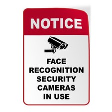 Vertical Vinyl Stickers Notice Face Recognition Security Cameras in Use Security