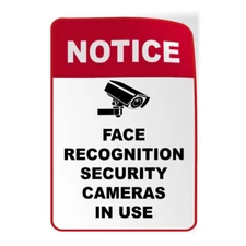 Vertical Vinyl Stickers Notice Face Recognition Security Cameras in Use Security