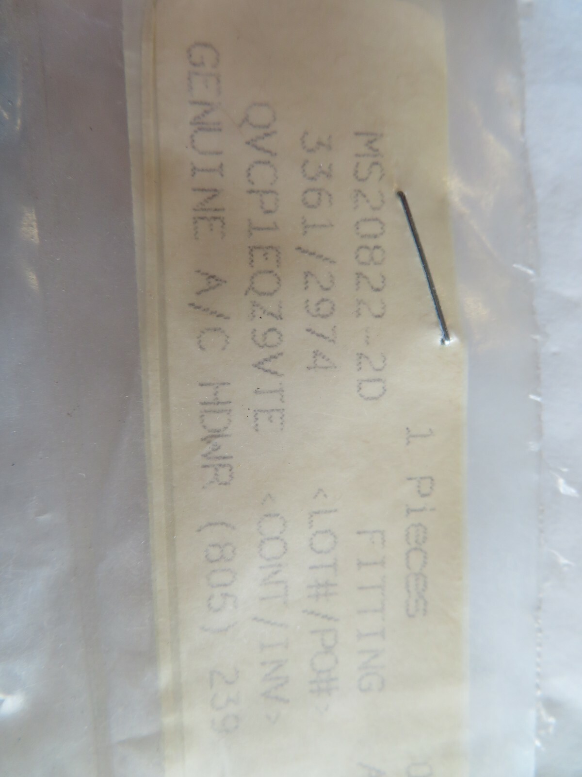 Cessna Aircraft Fitting, P/N MS20822-2D (New Surplus) (JB) | eBay