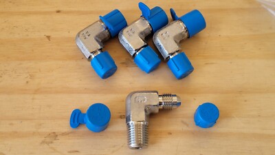 Lot Of 4 SSP J4-4ME 37Deg Flare 1/4'' x 1/4'' Npt 316 Stainless Steel Elbows
