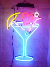 14" Martini Cup Bar Love Heart Neon Sign Light Beer Bar Pub Lamp Artwork Decor