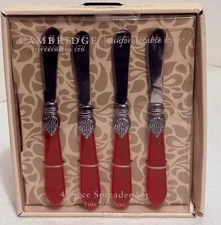 CAMBRIDGE SILVERSMITHS 4 STAINLESS STEEL CHEESE / BUTTER SPREADER KNIVES NOS