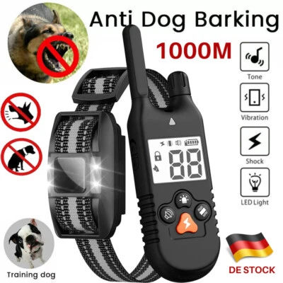 MARKENLOS 1000M Remote Electric Pet Dog Training Collar Shock Anti Bark Rechargeable LCD