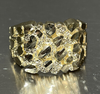 5,00 Gramm Größe 10 10k Gelbgold Echtgold Herren Hip Hop Quadrat Medium Nugget Ring