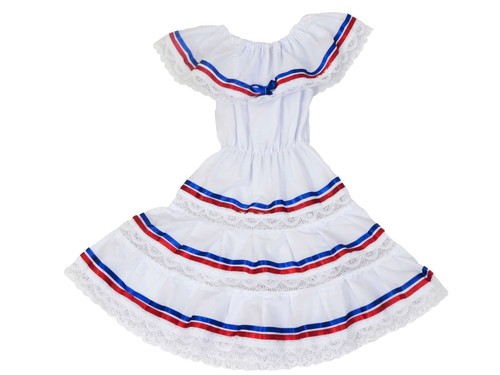Made in Mexico Puerto Rican, Dominican, Cuban Colors Dress Ethnic Ribbons - Picture 2 of 3