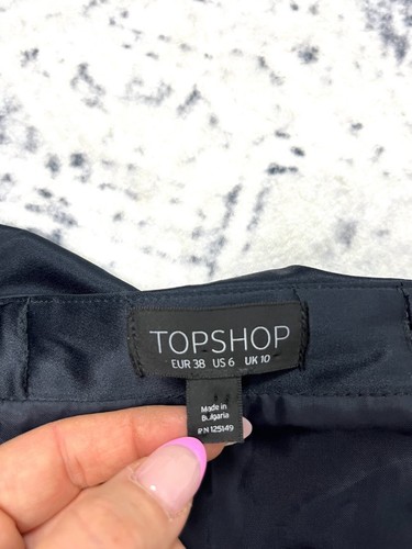 Topshop Womens Mini Dress 10 Navy Blue Off Shoulder Pleated Party Evening Formal - Picture 6 of 10