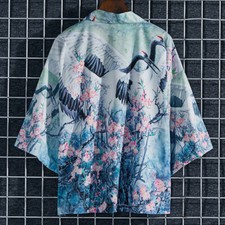 Men Japanese Kimono Yukata Coat Tops Jacket Cardigan Ukiyoe Outwear Harajuku Top