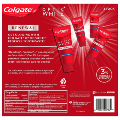 4 Colgate Optic White Renewal 10X Whiter Teeth Whitening 